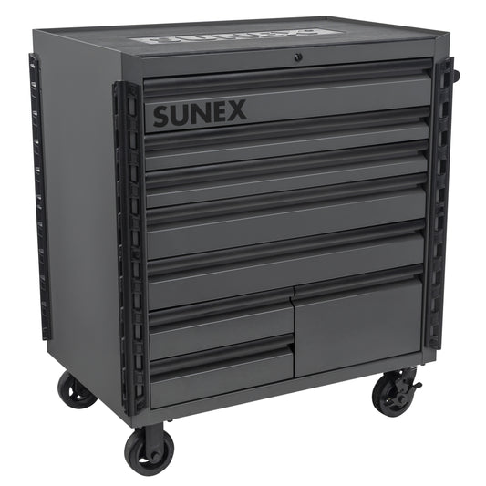 41" 8 DRAWER PREMIUM SERVICE CART WITH FLAT WORK SURFACE TOP – GRAY