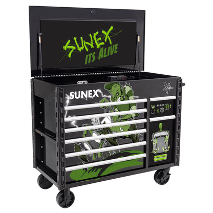TONY SQUINDO “IT’S ALIVE!!” JUIC’D BOX 50” 7 DRAWER POWERED CART - BLACK
