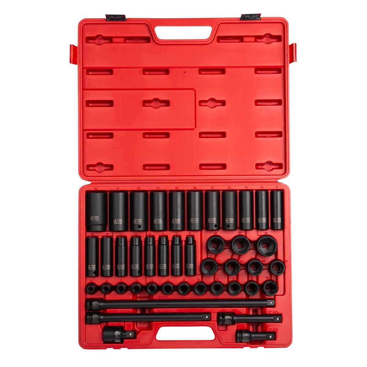 1/2" DRIVE METRIC 6 POINT STANDARD & DEEP 43-PIECE MASTER IMPACT SOCKET SET