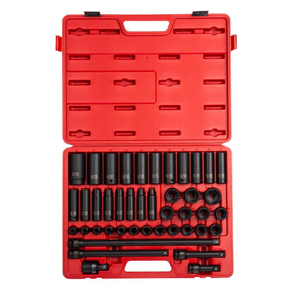 1/2" DRIVE METRIC 6 POINT STANDARD & DEEP 43-PIECE MASTER IMPACT SOCKET SET