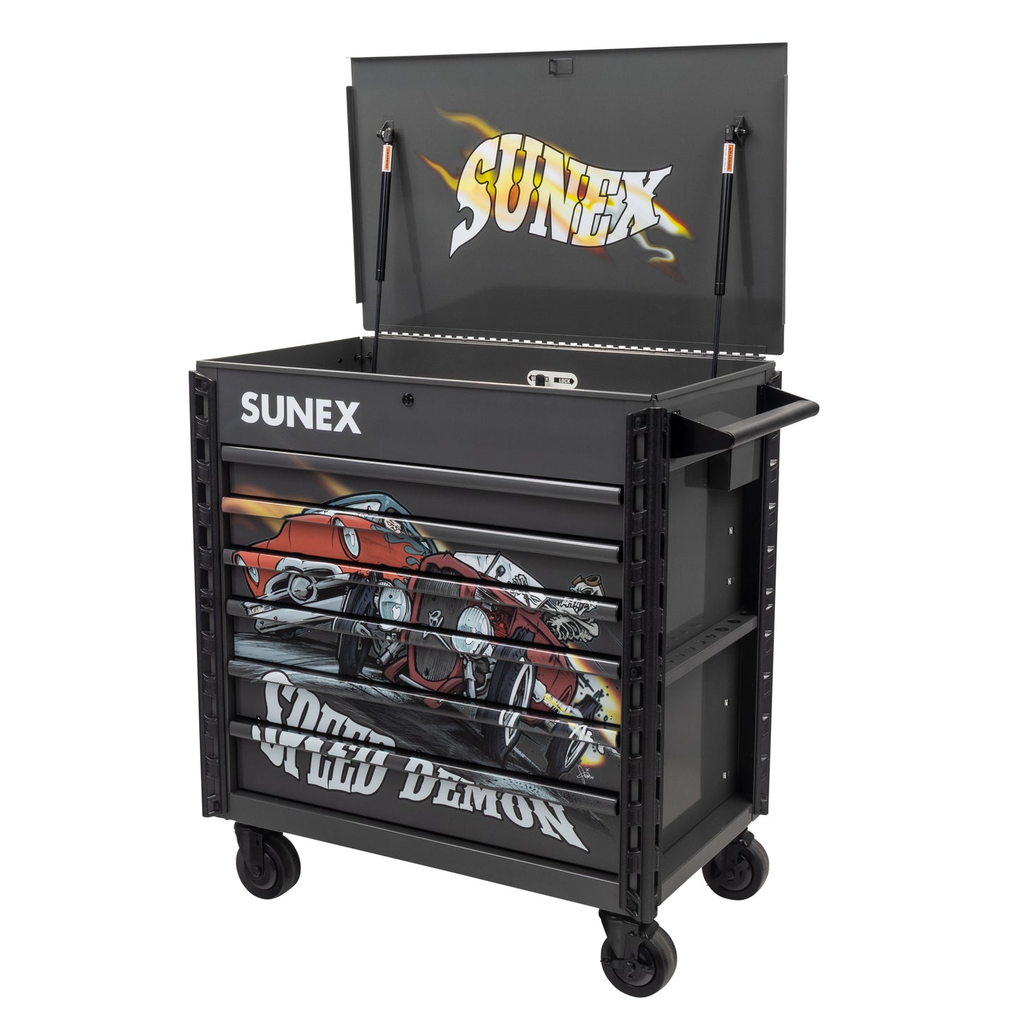 TONY SQUINDO – SPEED DEMON – 39" 6 DRAWER PREMIUM SERVICE CART – GRAY
