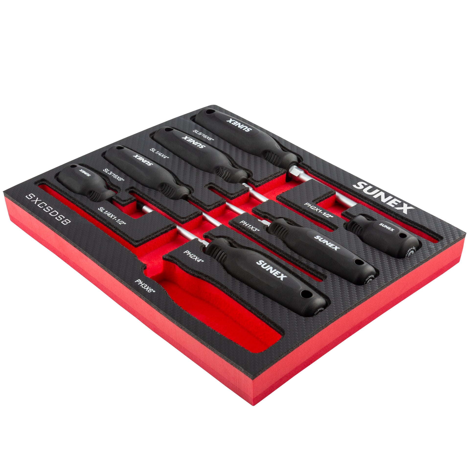 Phillips & Slotted Magnetic 8 Piece Screwdriver Set In Eva Foam SUNEX Tools Phillips & Slotted Magnetic 8 Piece Screwdriver Set In Eva Foam SUNEX Tools