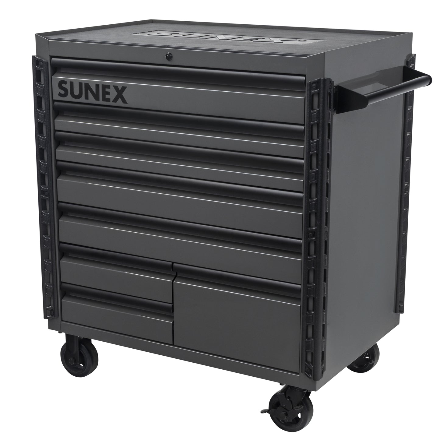 41" 8 DRAWER PREMIUM SERVICE CART WITH FLAT WORK SURFACE TOP – GRAY