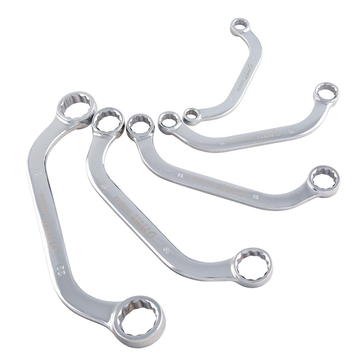 5PC METRIC FULL POLISH HALF MOON BOX WRENCH SET