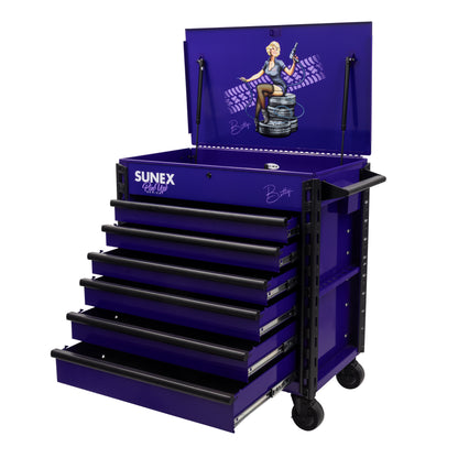 PIN-UP SERIES “BETTY” – 39" 6 DRAWER PREMIUM SERVICE CART – PIN-UP PLUM