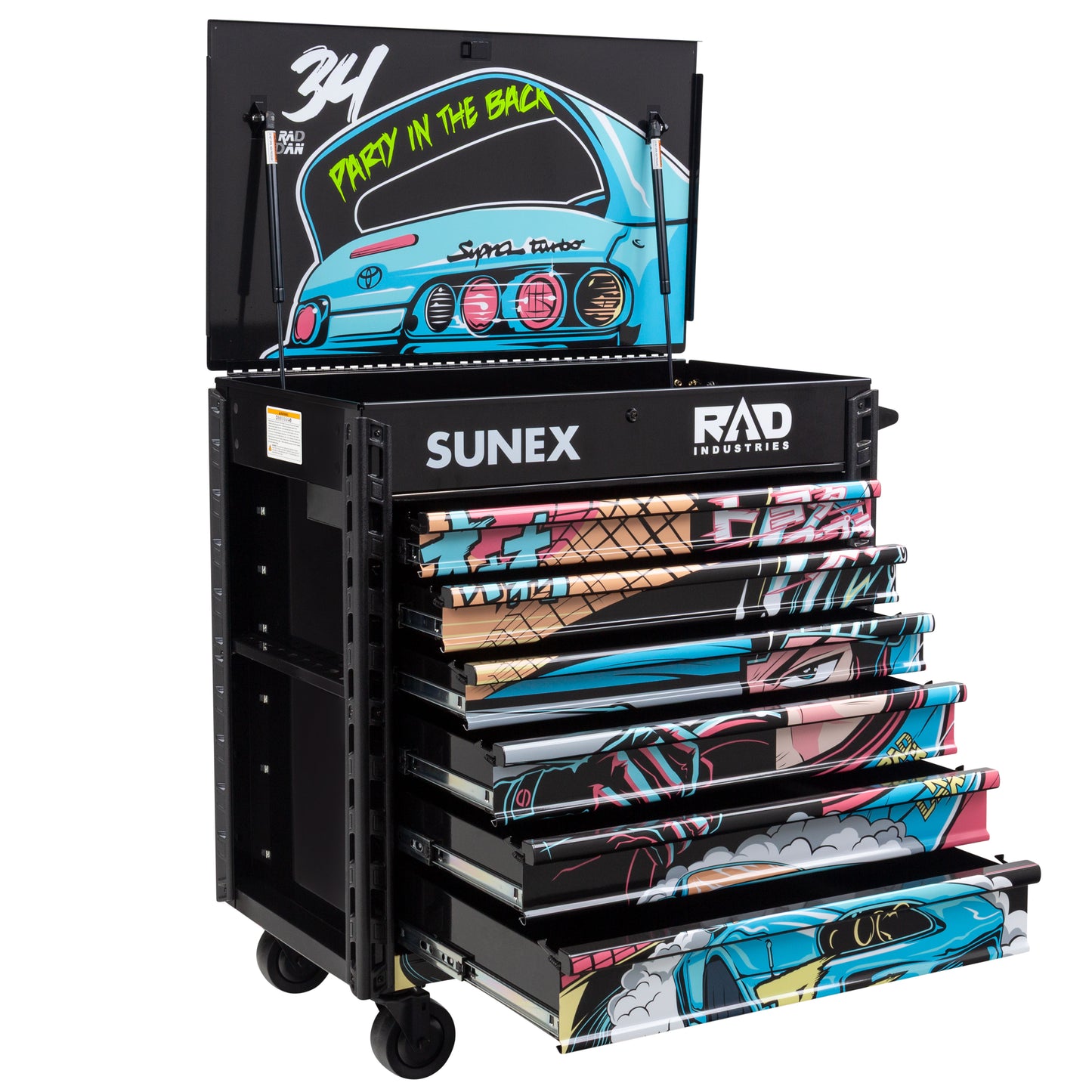 RAD DAN MANGA - 39" 6 DRAWER PREMIUM SERVICE CART – BLACK