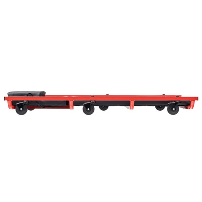 6 CASTER CREEPER WITH ADJUSTABLE HEADREST - BLACK/RED