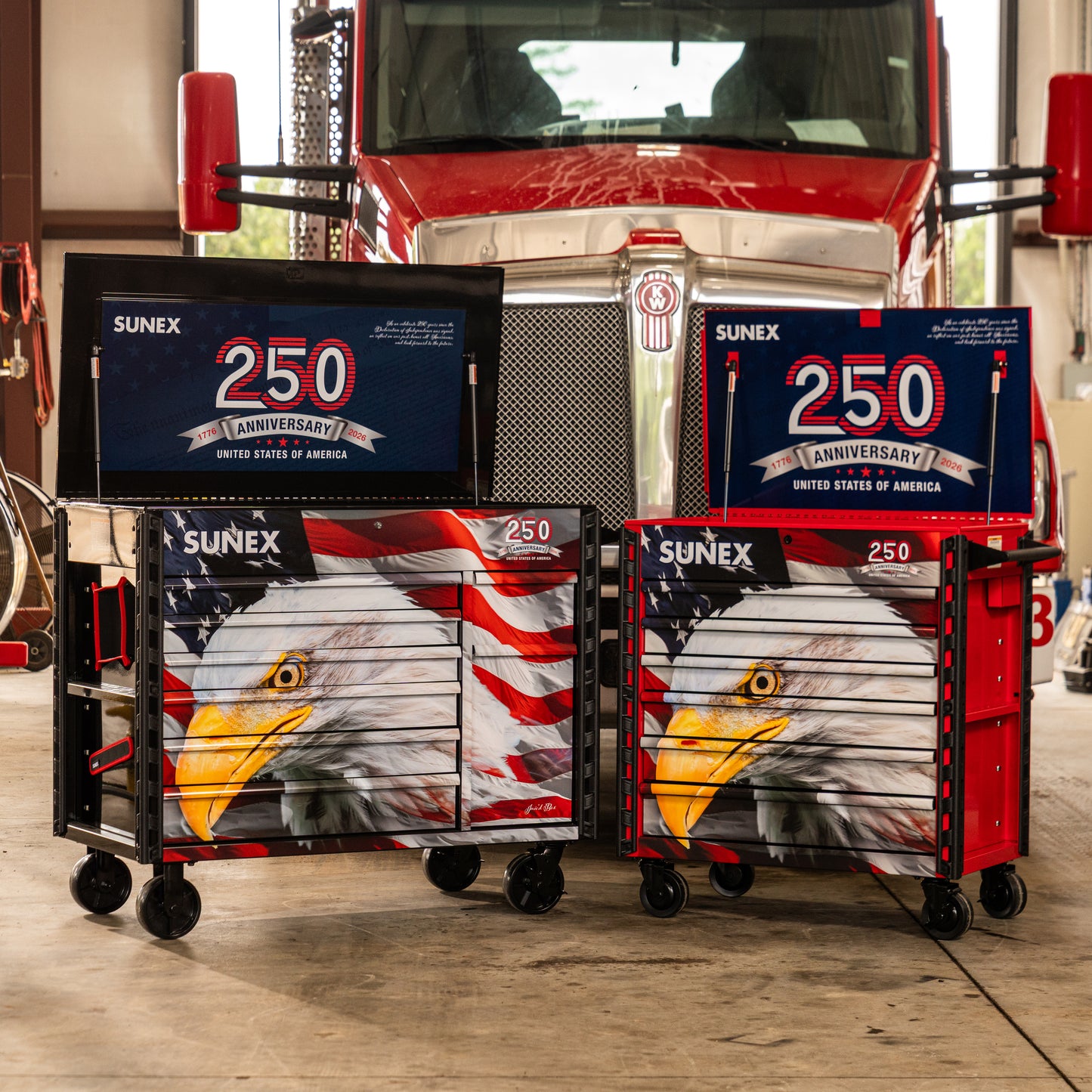 AMERICAN EAGLE 250th – 39" 6 DRAWER PREMIUM SERVICE CART – OLD GLORY BLUE