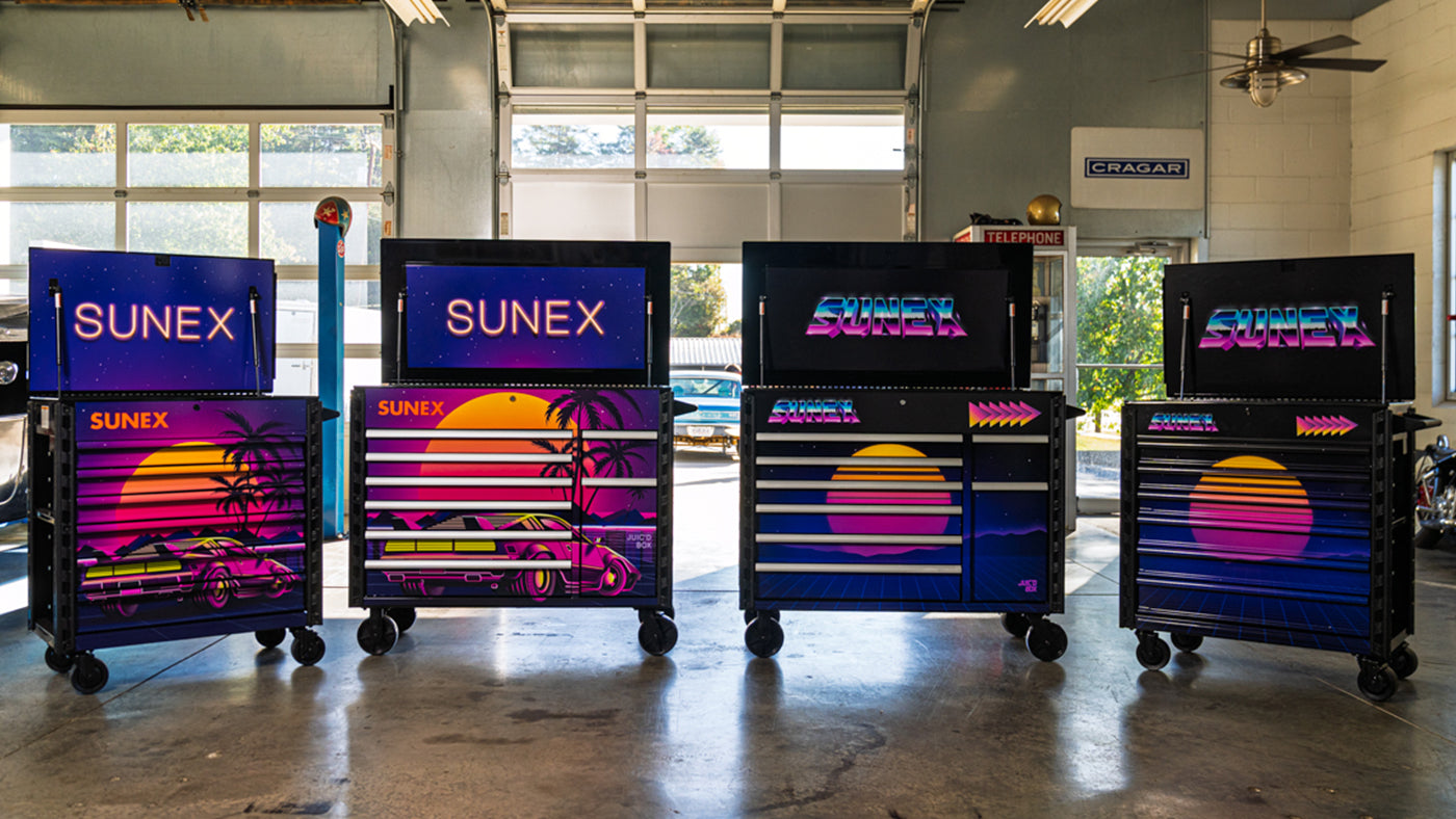 Load video: The SUNEX Tools Retro and Synthwave Service Carts Video
