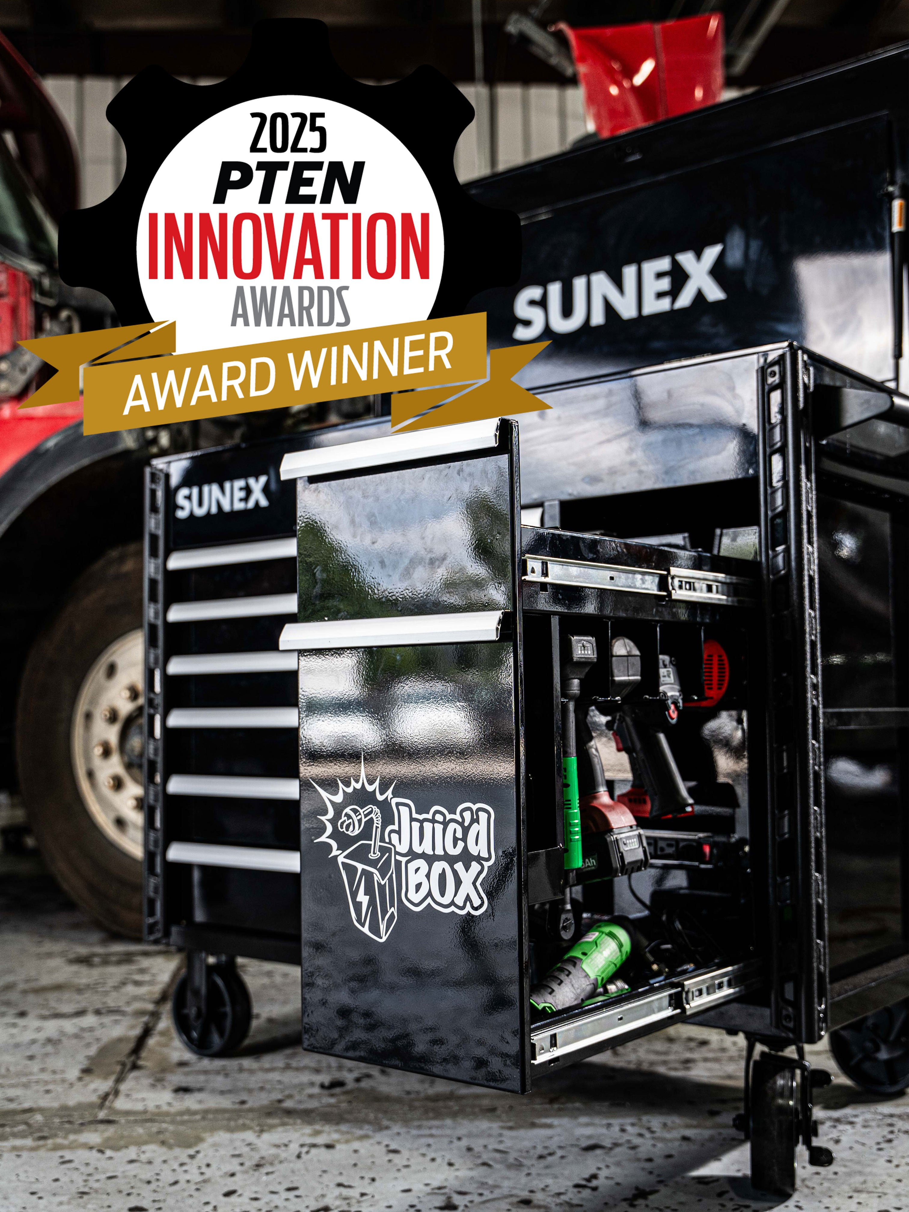 SUNEX Tools Juic'd BOX 7 Drawer Power Cart the 2025 PTEN Innovation Award winner - Tool Storage.