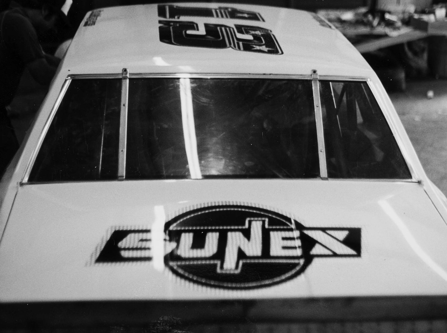 SUNEX Racecar from the 1970s with original SUNEX logo on the rear.