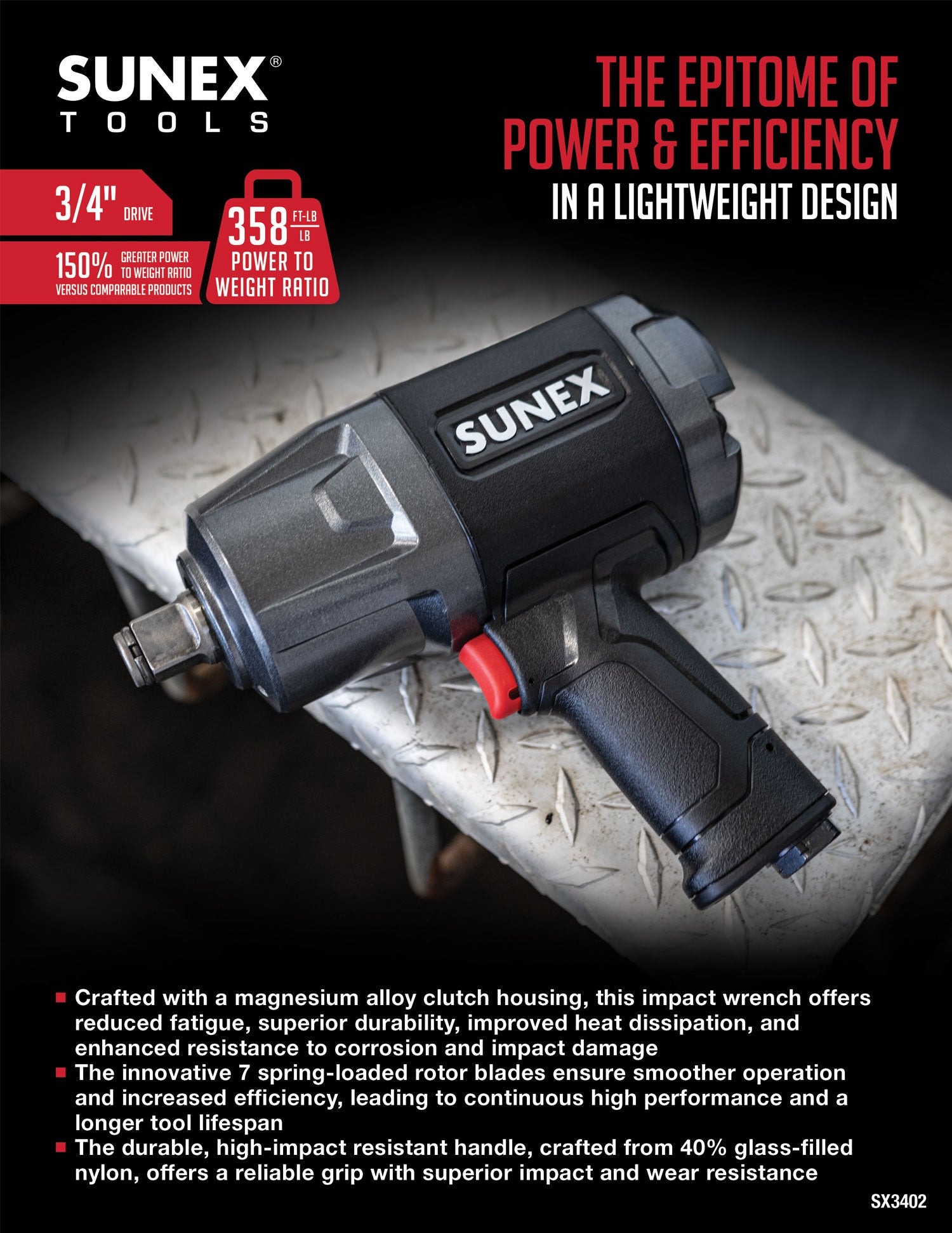 SUNEX Tools 3/4" Drive Magnesium Composite Impact Wrench Product Brochure Thumbnail