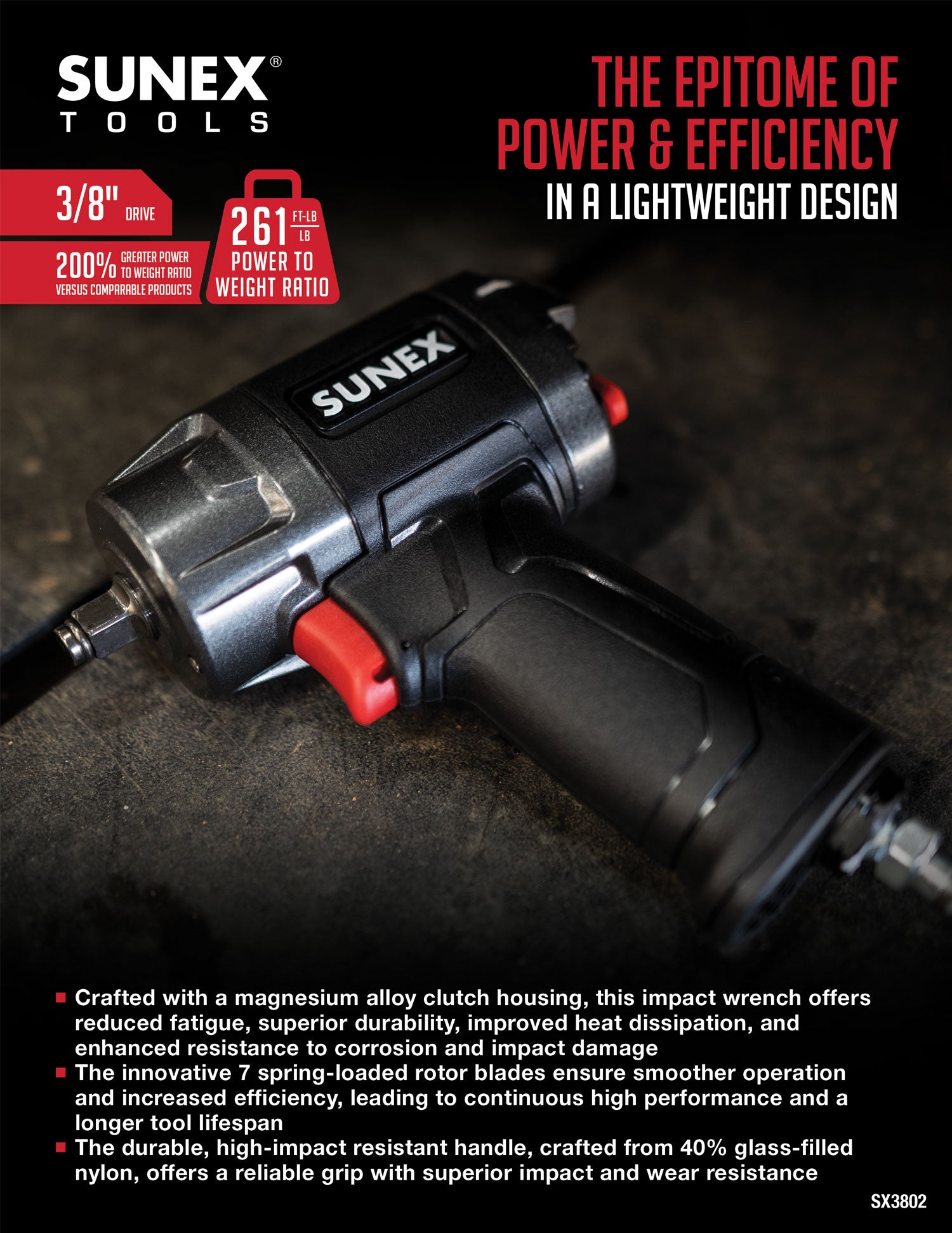 SUNEX Tools 3/8" Drive Magnesium Composite Impact Wrench Product Brochure Thumbnail