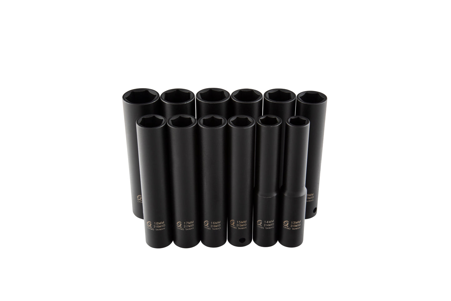 1/2" DRIVE METRIC 6 POINT EXTRA DEEP 12-PIECE IMPACT SOCKET SET
