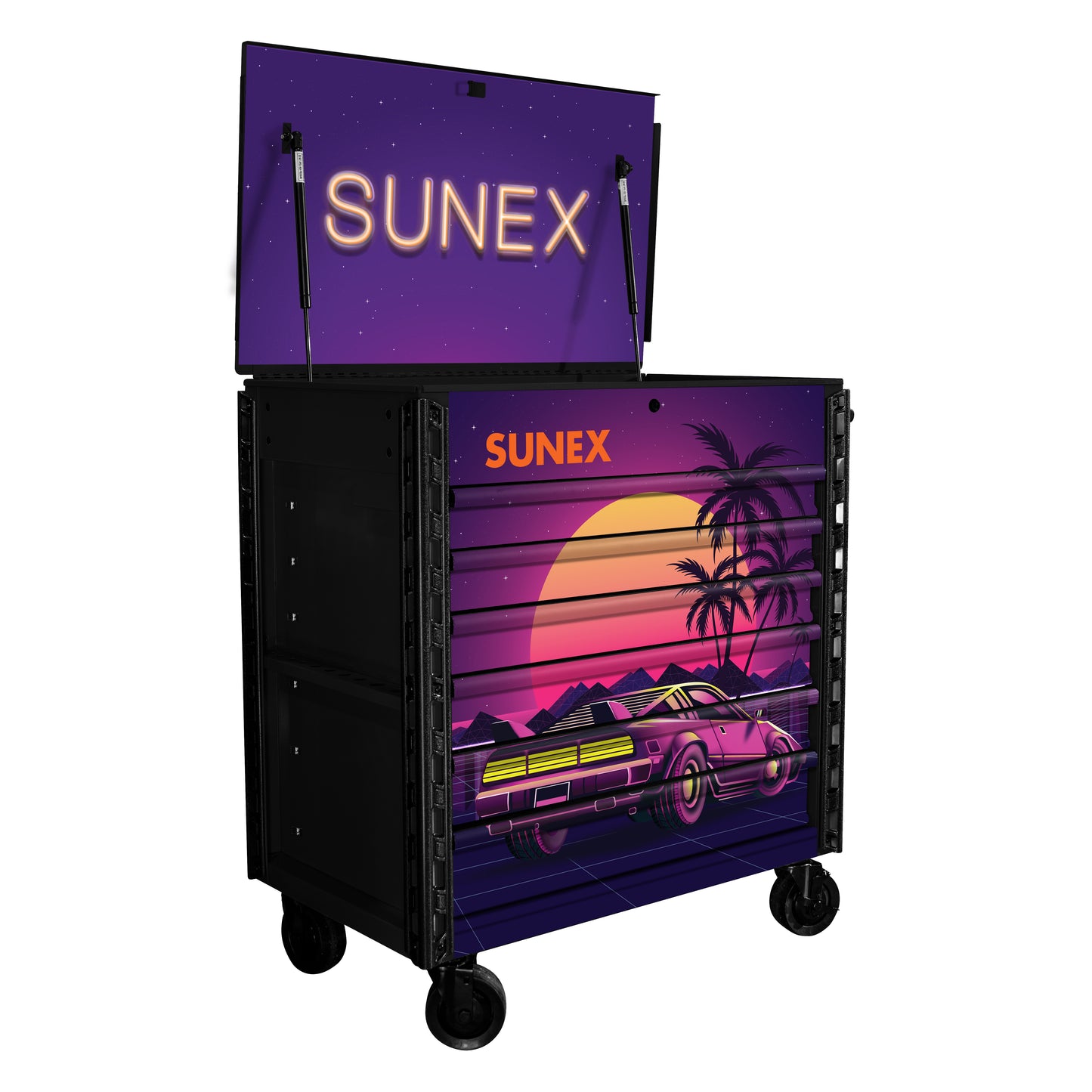 RETRO DESIGNED – 39" 6 DRAWER PREMIUM SERVICE CART – BLACK