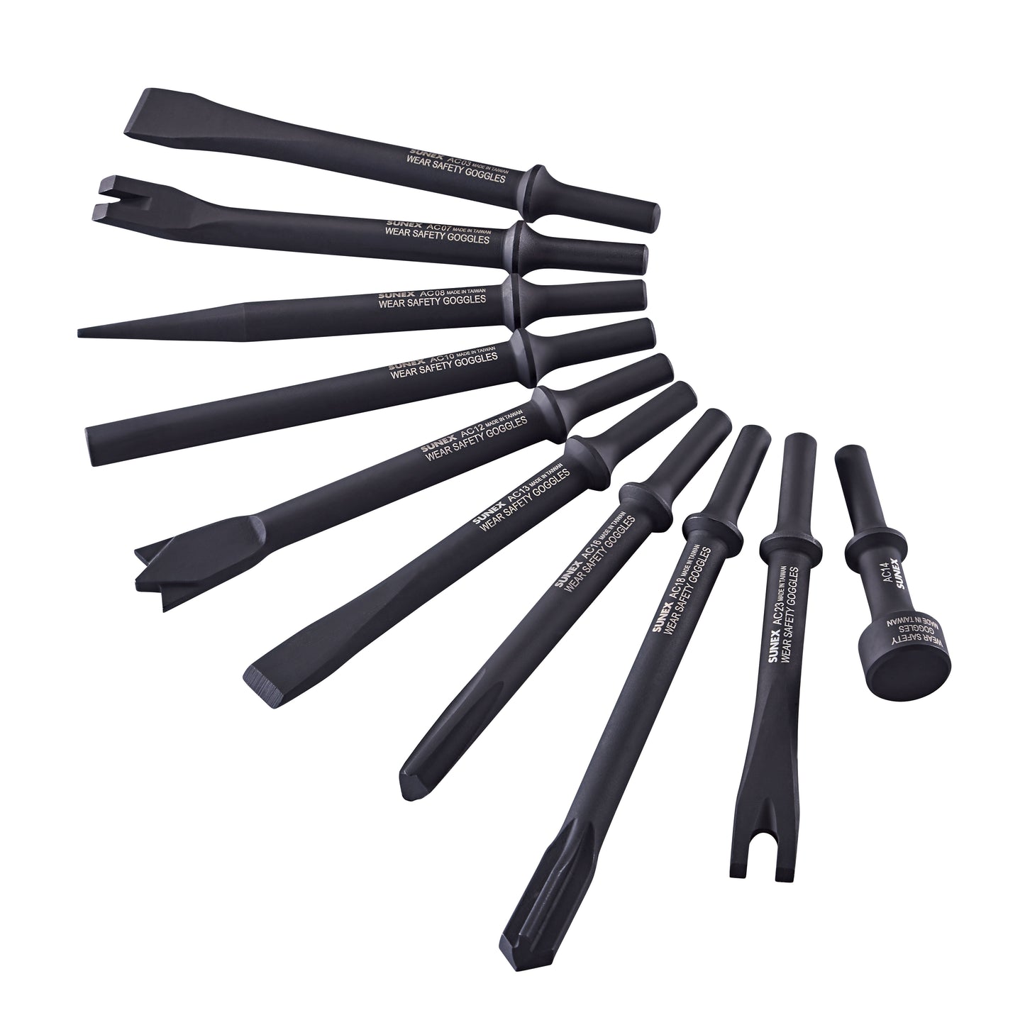 AIR HAMMER CHISEL STANDARD 10 PIECE SET IN PORTABLE TOOL ROLL