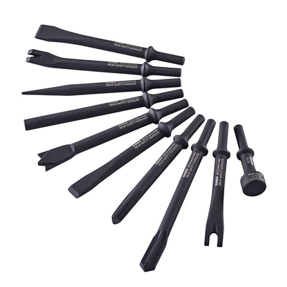 AIR HAMMER CHISEL STANDARD 10 PIECE SET IN PORTABLE TOOL ROLL