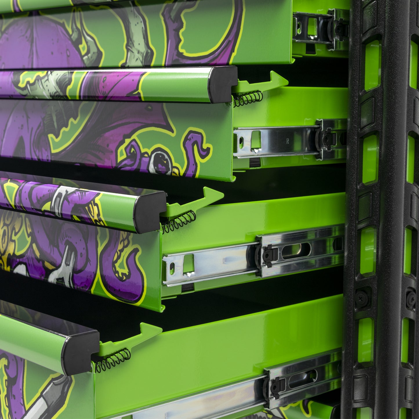 TONY SQUINDO – CTOOLU – 39" 6 DRAWER PREMIUM SERVICE CART – LIME GREEN
