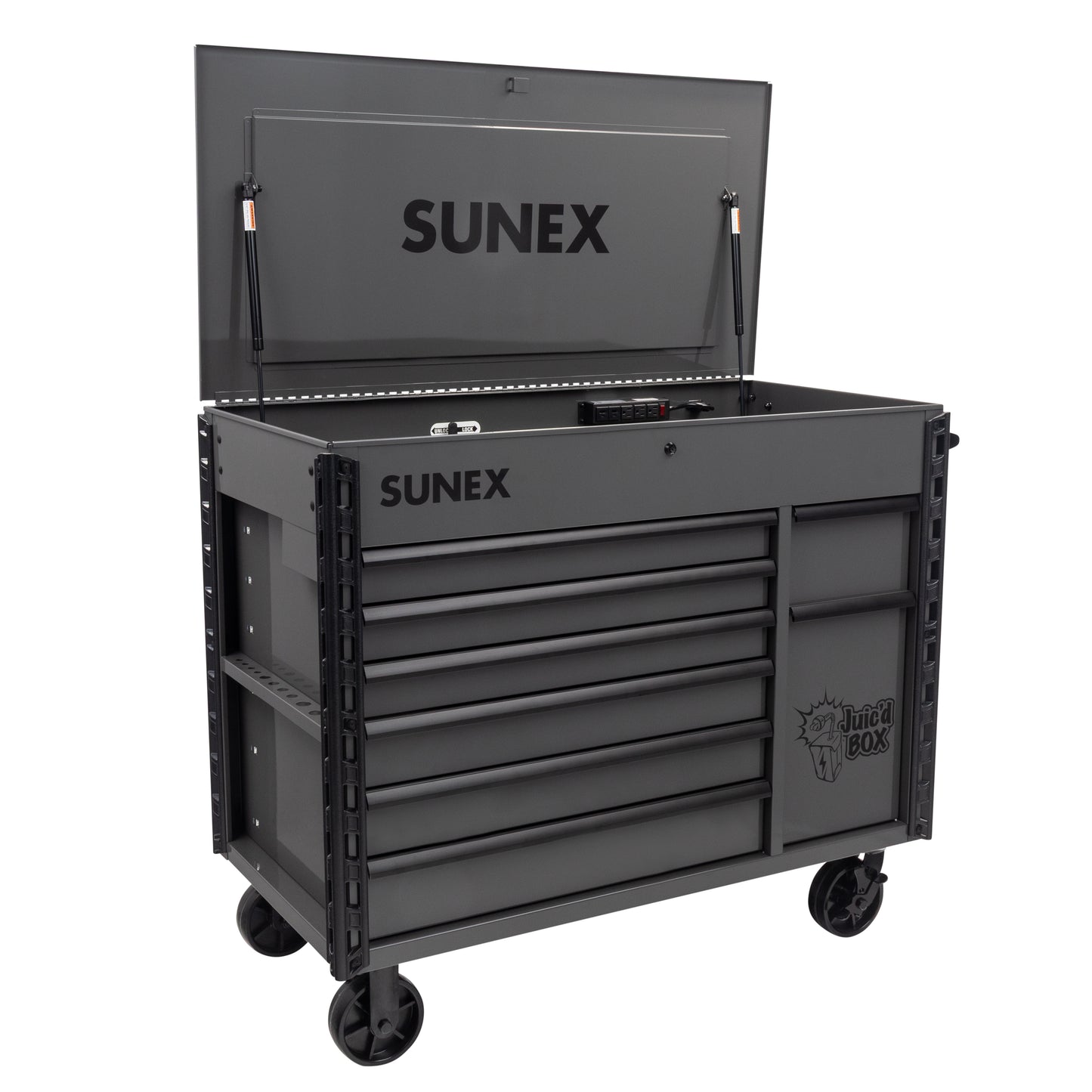 JUIC’D BOX 50" 7 DRAWER POWERED CART – GRAY