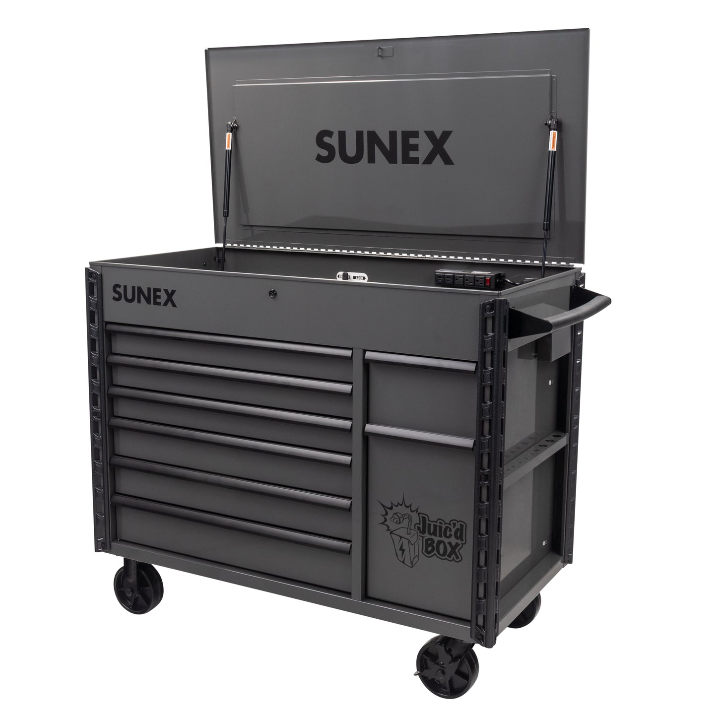 JUIC’D BOX 50" 7 DRAWER POWERED CART – GRAY