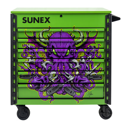 TONY SQUINDO – CTOOLU – 39" 6 DRAWER PREMIUM SERVICE CART – LIME GREEN