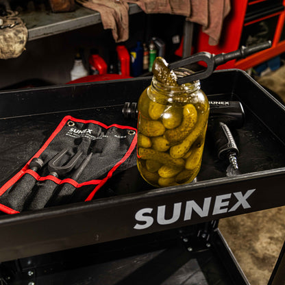 AIR HAMMER CHISEL PNEUMATIC SEPARATOR 4 PIECE SET IN PORTABLE TOOL ROLL