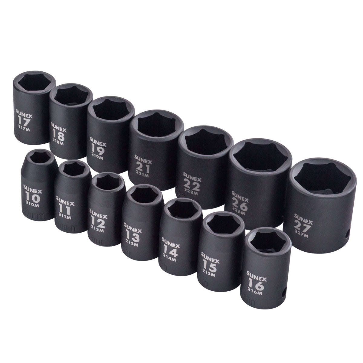 1/2" DRIVE METRIC 6 POINT STANDARD 14-PIECE IMPACT SOCKET SET