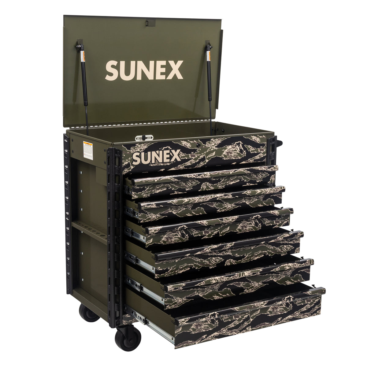 SHADOW TIGER CAMOUFLAGE – 39" 6 DRAWER PREMIUM SERVICE CART – OLIVE DRAB GREEN