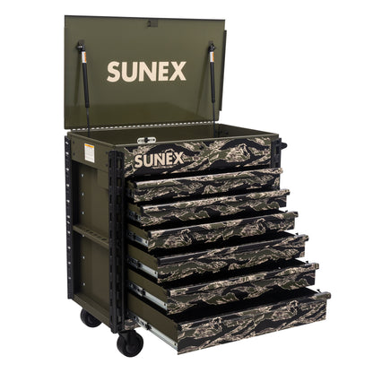 SHADOW TIGER CAMOUFLAGE – 39" 6 DRAWER PREMIUM SERVICE CART – OLIVE DRAB GREEN