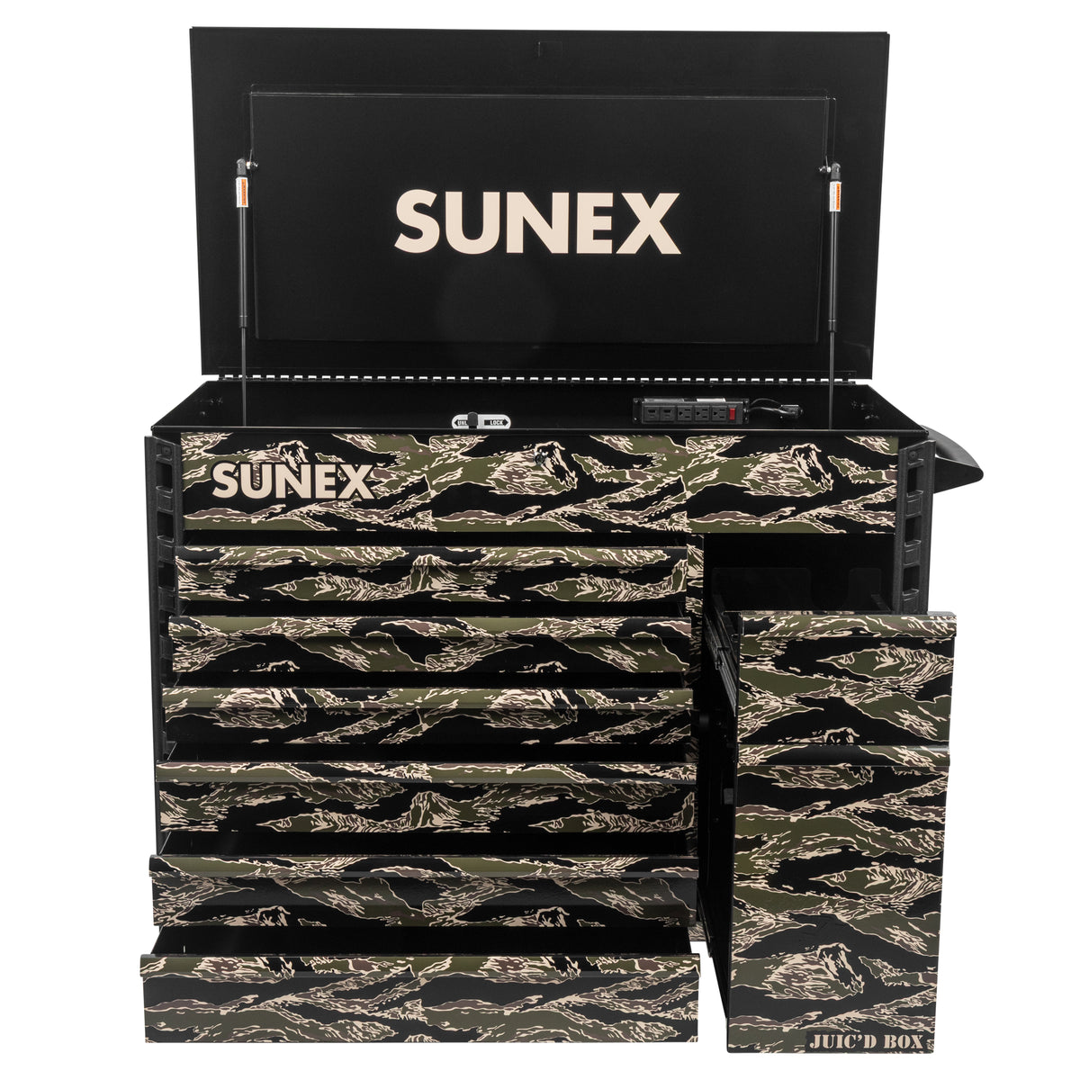 SHADOW TIGER CAMOUFLAGE - JUIC’D BOX 50" 7 DRAWER POWERED CART – BLACK