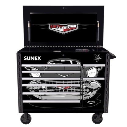 TONY SQUINDO “57 CHEVY” JUIC’D BOX 50” 7 DRAWER POWERED CART - BLACK
