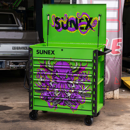 TONY SQUINDO – CTOOLU – 39" 6 DRAWER PREMIUM SERVICE CART – LIME GREEN