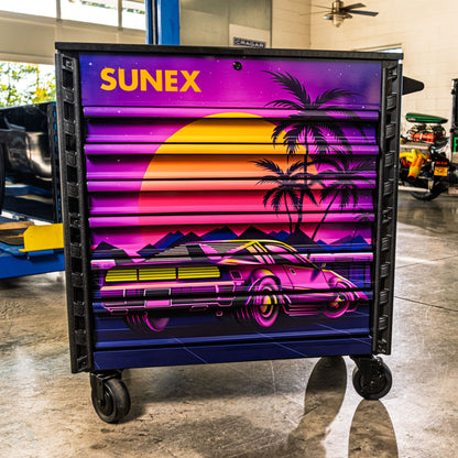 RETRO DESIGNED BLACK PREMIUM FULL DRAWER SERVICE CART - BLACK