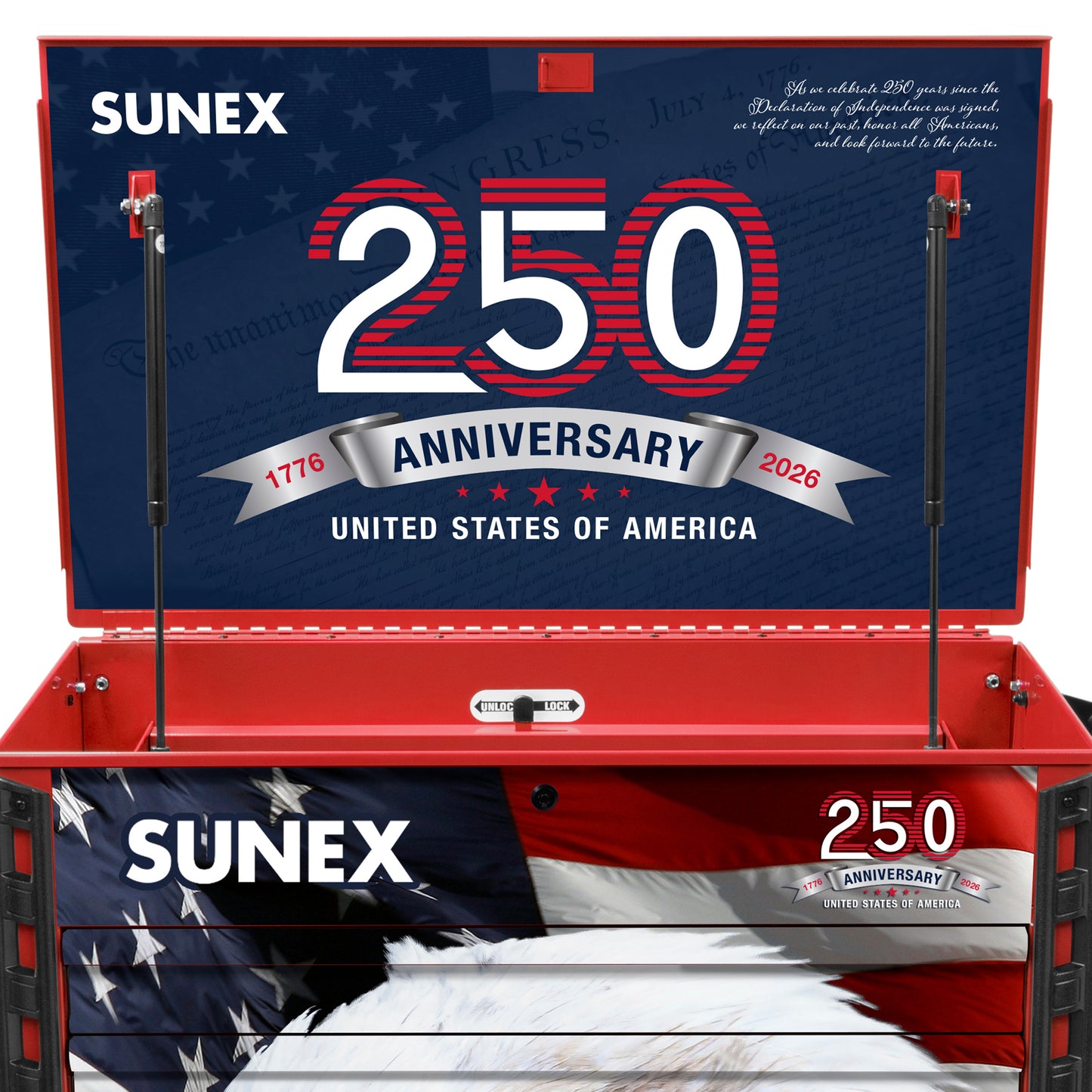 AMERICAN EAGLE 250th – 39" 6 DRAWER PREMIUM SERVICE CART – OLD GLORY RED