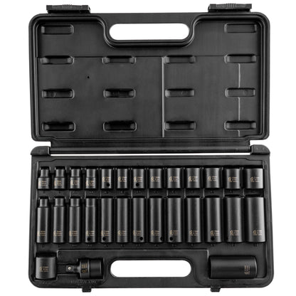 3/8" DRIVE METRIC 6 POINT STANDARD & DEEP 29-PIECE MASTER IMPACT SOCKET SET