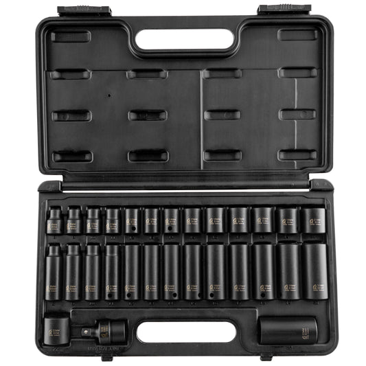 3/8" DRIVE METRIC 6 POINT STANDARD & DEEP 29-PIECE MASTER IMPACT SOCKET SET