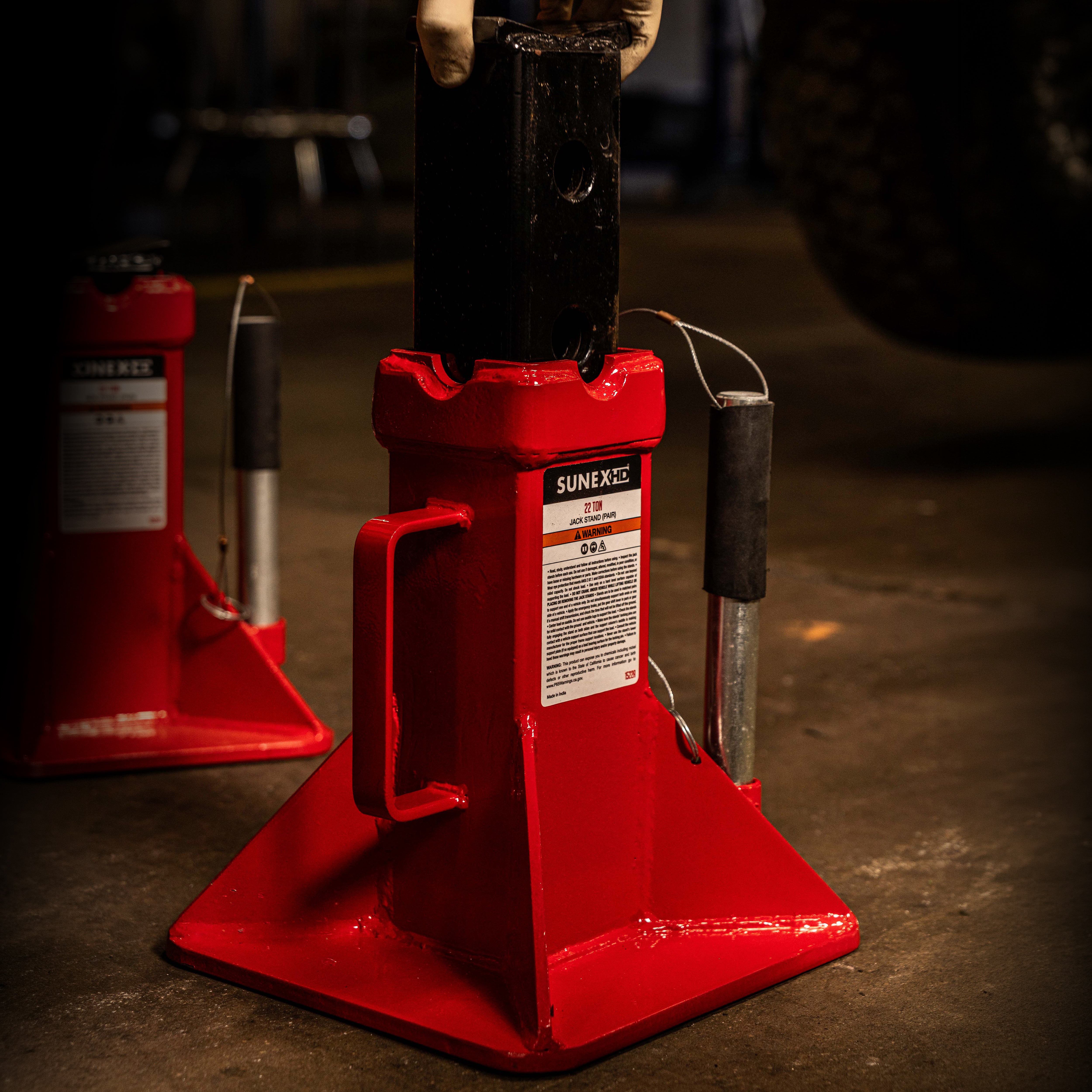 22 Ton Heavy Duty Locking Pin Type Jack Stands (Pair) – SUNEX Tools