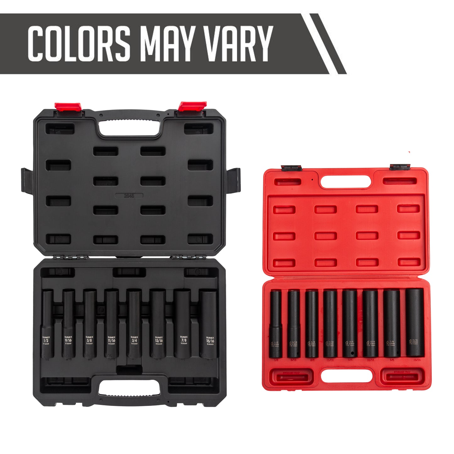 1/2" DRIVE SAE 6 POINT EXTRA DEEP 8-PIECE IMPACT SOCKET SET