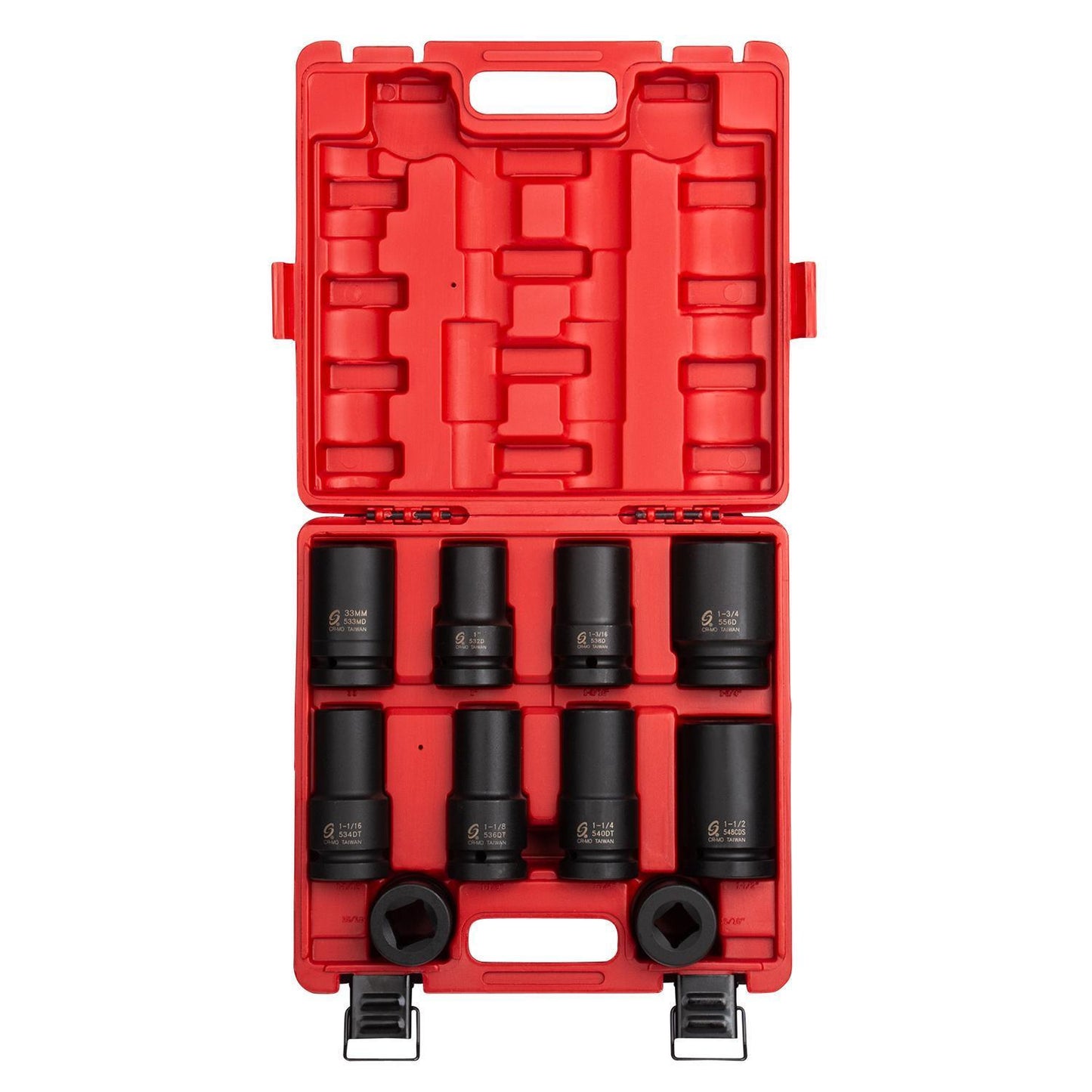 1" DRIVE SAE & METRIC 6 POINT HEAVY-DUTY WHEEL 10-PIECE IMPACT SOCKET SET