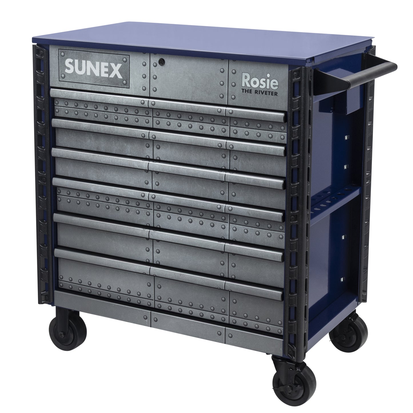 ROSIE THE RIVETER – 39" 6 DRAWER PREMIUM SERVICE CART – BLUE