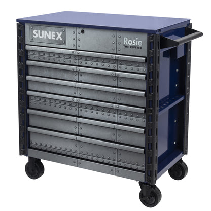 ROSIE THE RIVETER – 39" 6 DRAWER PREMIUM SERVICE CART – BLUE