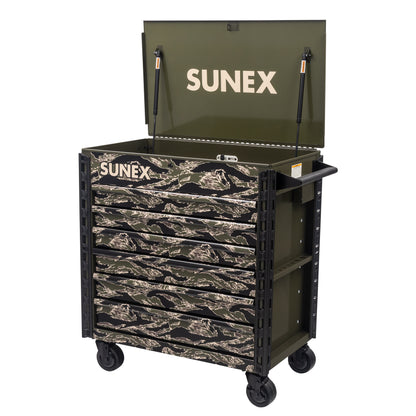 SHADOW TIGER CAMOUFLAGE – 39" 6 DRAWER PREMIUM SERVICE CART – OLIVE DRAB GREEN