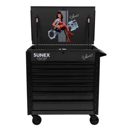 PIN-UP SERIES “ELEANOR” – 39" 6 DRAWER PREMIUM SERVICE CART – SIREN SMOKE