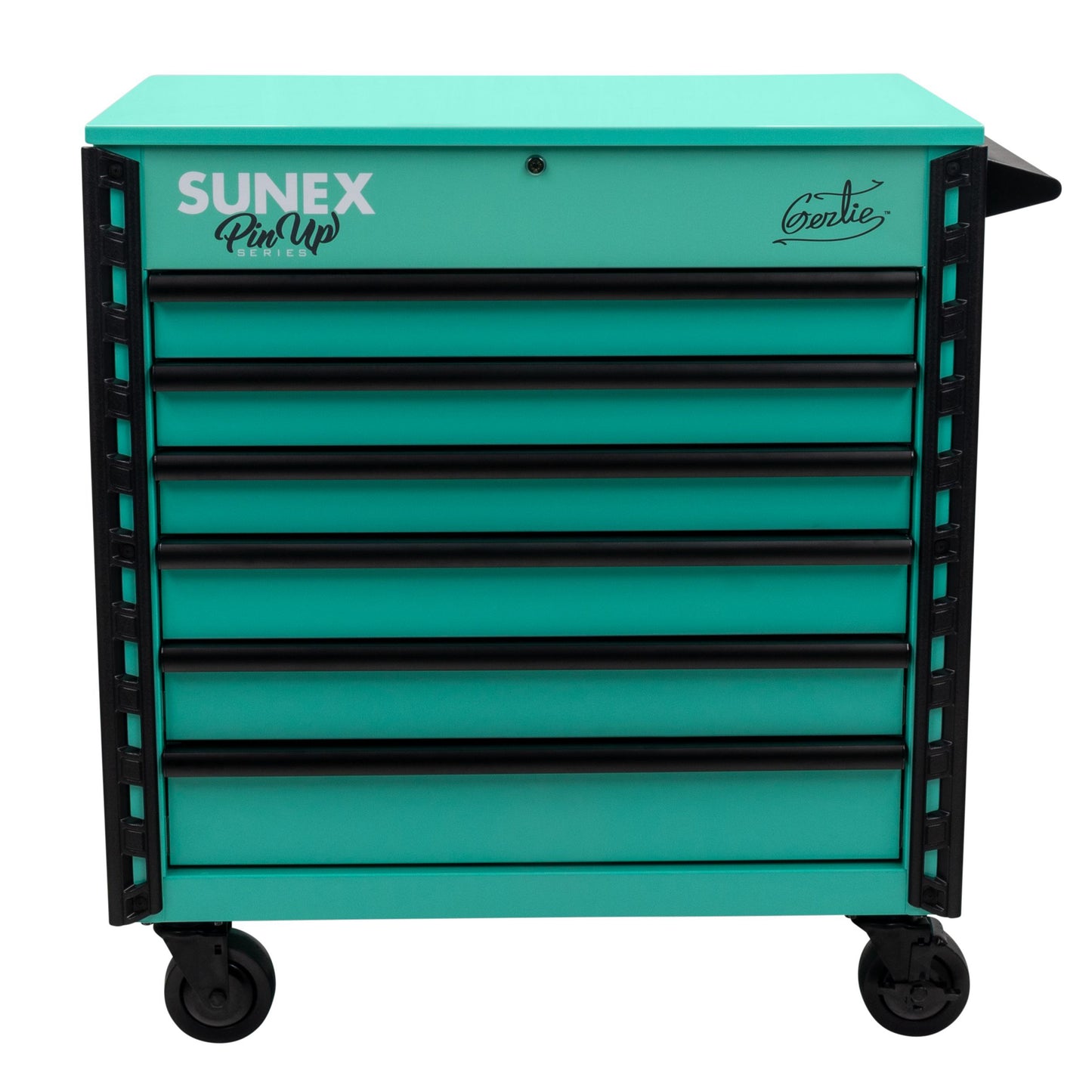 PIN-UP SERIES “GERTIE” – 39" 6 DRAWER PREMIUM SERVICE CART – ATOMIC ANGEL AQUA
