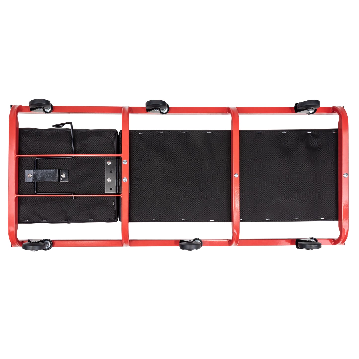 6 CASTER CREEPER WITH ADJUSTABLE HEADREST - BLACK/RED