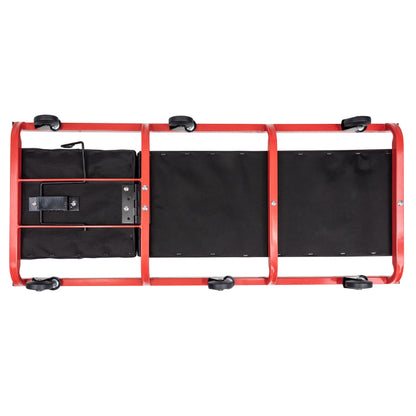 6 CASTER CREEPER WITH ADJUSTABLE HEADREST - BLACK/RED
