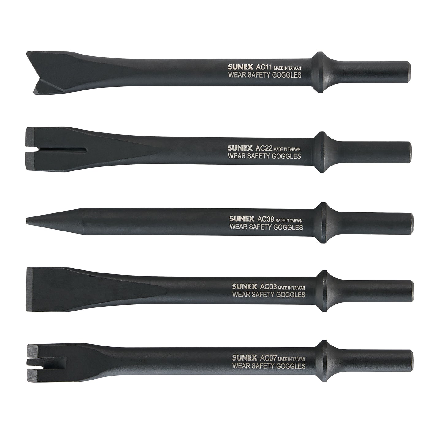 AIR HAMMER CHISEL 7” CUTTING 5 PIECE SET IN PORTABLE TOOL ROLL