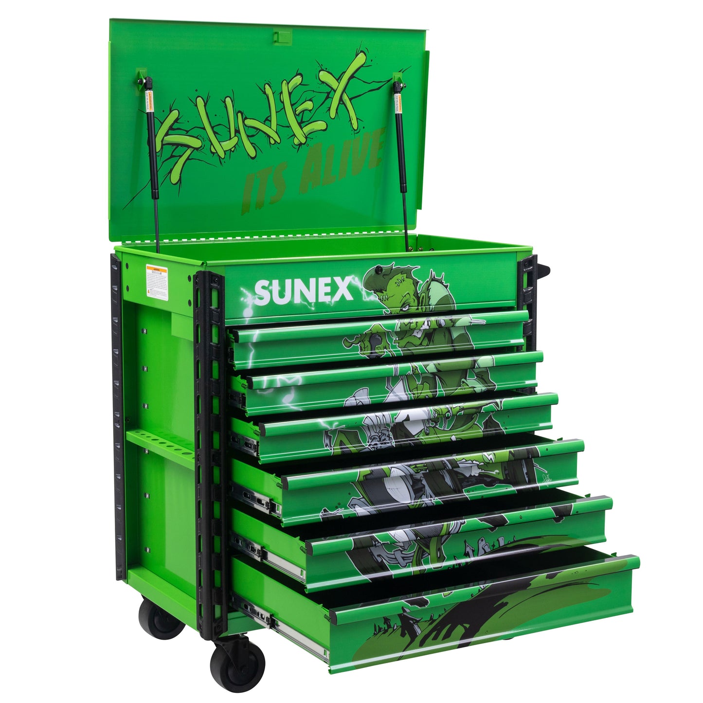 TONY SQUINDO “ITS ALIVE” PREMIUM FULL DRAWER SERVICE CART - LIME GREEN