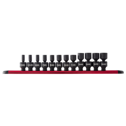 1/4" DRIVE METRIC 6 POINT STANDARD UNIVERSAL 12-PIECE IMPACT SOCKET SET