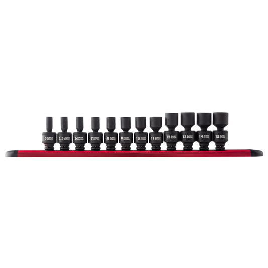 1/4" DRIVE METRIC 6 POINT STANDARD UNIVERSAL 12-PIECE IMPACT SOCKET SET